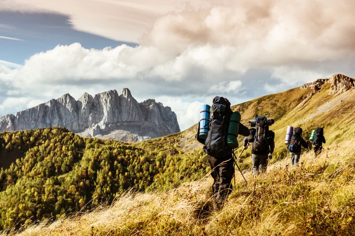 Hikers on an expedition trail